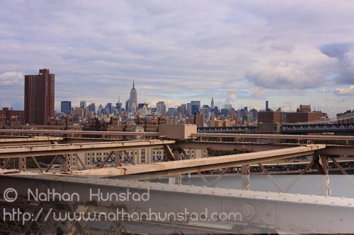Midtown Manhattan from the Brooklyn Bridge, including the Empire